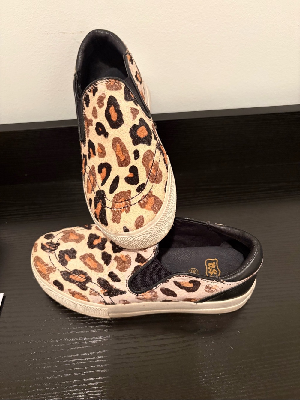 Leopard Print Slip-On Sneakers - Beige Brown Black